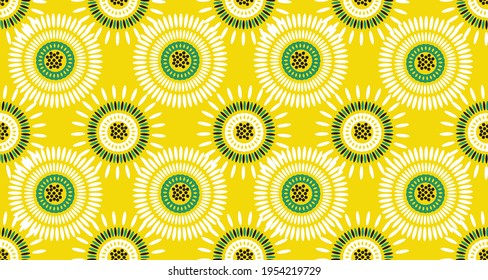 Ethnische abstrakte Gewebe. Nahtlose Muster in Stamm, afrikanisches Wachs drucken Kitenge Blumenmotive Vektor. Aztekische geometrische Kunstverzierung.Design für Teppiche, Tapeten, Bekleidung, Umhüllung, Stoff, Deckel, Kleid