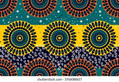 Ethnic abstract fabric. Seamless pattern in tribal, African wax print kitenge floral motifs vector. Aztec geometric art ornament.Design for carpet, wallpaper, clothing, wrapping, fabric, cover, dress