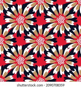 Ethnic abstract fabric. Seamless pattern in tribal, African wax print kitenge floral motifs vector. Aztec floral art ornament.Design for carpet, wallpaper, clothing, wrapping, fabric, cover, dress