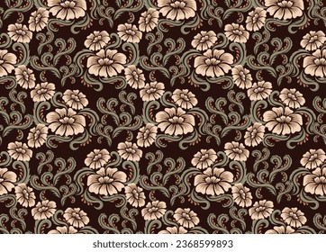 Ethnic abstract floral art. Seamless patterns in tribal and folk embroidery, for carpets, wallpaper, garments, wrapping, fabrics, coverings, textiles and more