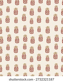 Patrón floral abstracto étnico con motivos dibujados a mano de terracota y beige
