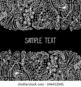 Ethnic abstract floral vector seamless pattern frame. Can be used for banner, card, poster, invitation, label, menu, page decoration or web design