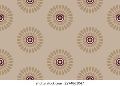 Ethnic abstract flower art. Seamless pattern in tribal, folk embroidery, and Mexican style. Aztec geometric art ornament print.Design for carpet, wallpaper, clothing, wrapping, fabric, cover, textile