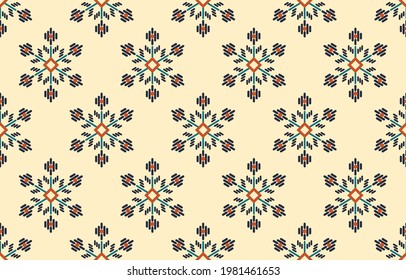 Ethnic abstract flower background. Seamless pattern in tribal, folk embroidery, Art Mexican style. Aztec geometric art ornament print.Design for carpet, wallpaper, clothing, wrapping, fabric, cover.