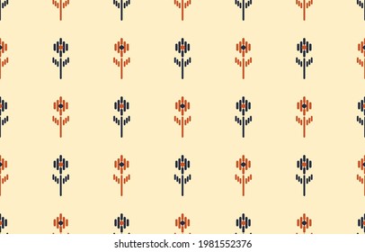 Ethnic abstract flower background. Seamless pattern in tribal, folk embroidery, Art Mexican style. Aztec geometric art ornament print.Design for carpet, wallpaper, clothing, wrapping, fabric, cover.