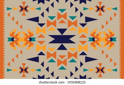 Ethnic abstract flower pattern art. Seamless pattern in tribal, folk embroidery, and Mexican style. Aztec geometric art ornament print.Design for carpet,  clothing, wrapping, fabric, cover, textile