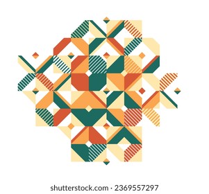 Ethnic abstract geometric background, ceramic look like colors traditional tribal motif, modular mosaic tiles pattern.