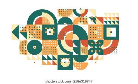 Ethnic abstract geometric background, ceramic look like colors traditional tribal motif, modular mosaic tiles pattern.