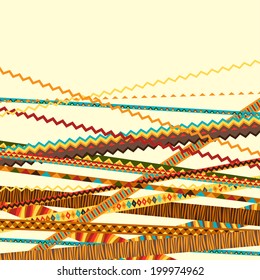 Ethnic abstract geometric background from decorative strips.
