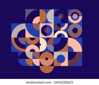 Ethnic abstract geometric background over dark, ceramic look like colors traditional tribal motif, modular mosaic tiles pattern.