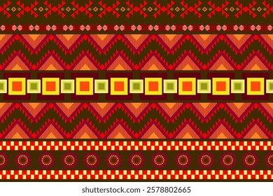 Ethnic abstract geometric embroidery Aztec style traditional seamless pattern. Native geometry decorative design for fabric, clothing, background, wallpaper, interior, texture, textile, ornament