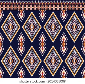 Resumen étnico Patrón de textura de tela geométrica Vector ilustración oriental bordado retro repetición 