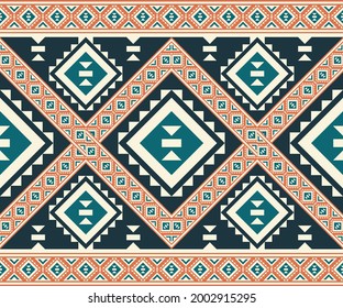 Ethnic Abstract geometric fabric Vector oriental pattern illustration retro embroidery repeating texture 