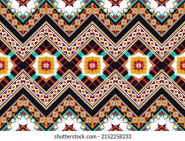 Patrón de flores geométricas abstractas étnicas Diseño para fondo, alfombra, ropa, envoltura, tela, cubierta, textil