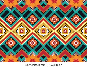 Ethnic abstract geometric flower pattern Design for background, carpet, clothing, wrapping, fabric, cover, textile