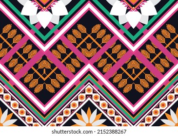 Ethnic abstract geometric flower pattern Design for background, carpet, clothing, wrapping, fabric, cover, textile