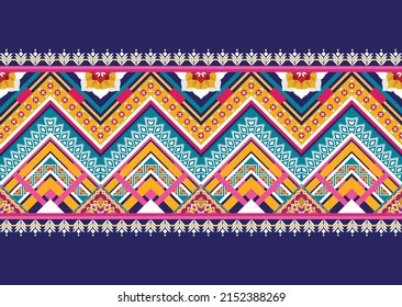 Ethnic abstract geometric flower pattern Design for background, carpet, clothing, wrapping, fabric, cover, textile