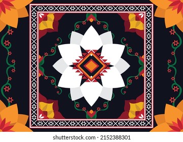 Patrón de flores geométricas abstractas étnicas Diseño para fondo, alfombra, ropa, envoltura, tela, cubierta, textil
