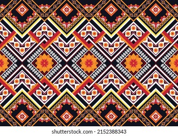 Ethnic abstract geometric flower pattern Design for background, carpet, clothing, wrapping, fabric, cover, textile