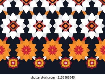 Ethnic abstract geometric flower pattern Design for background, carpet, clothing, wrapping, fabric, cover, textile