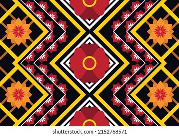 Ethnic abstract geometric flower pattern Design for background, carpet, clothing, wrapping, fabric, cover, textile