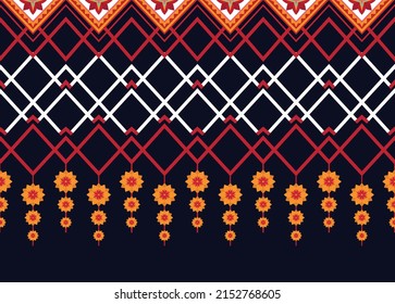 Patrón de flores geométricas abstractas étnicas Diseño para fondo, alfombra, ropa, envoltura, tela, cubierta, textil