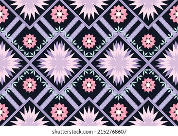Ethnic abstract geometric flower pattern Design for background, carpet, clothing, wrapping, fabric, cover, textile