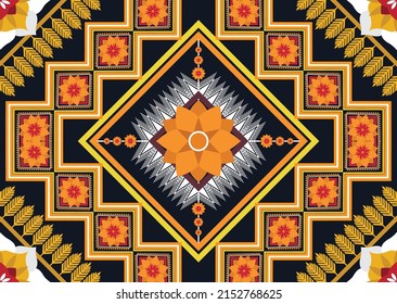 Ethnic abstract geometric flower pattern Design for background, carpet, clothing, wrapping, fabric, cover, textile