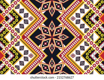 Ethnic abstract geometric flower pattern Design for background, carpet, clothing, wrapping, fabric, cover, textile