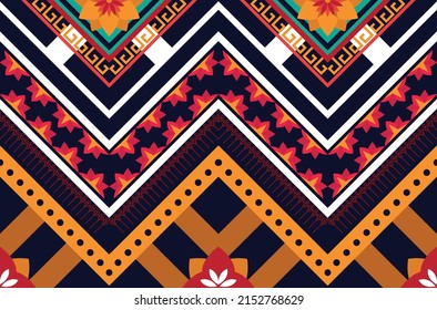 Patrón de flores geométricas abstractas étnicas Diseño para fondo, alfombra, ropa, envoltura, tela, cubierta, textil