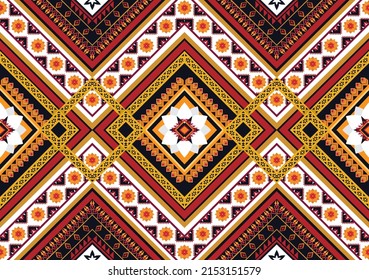 Ethnic abstract geometric flower pattern Design for background, carpet, clothing, wrapping, fabric, cover, textile