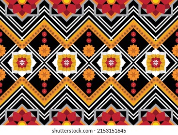 Ethnic abstract geometric flower pattern Design for background, carpet, clothing, wrapping, fabric, cover, textile