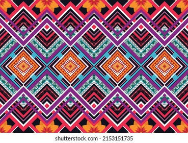 Ethnic abstract geometric flower pattern Design for background, carpet, clothing, wrapping, fabric, cover, textile