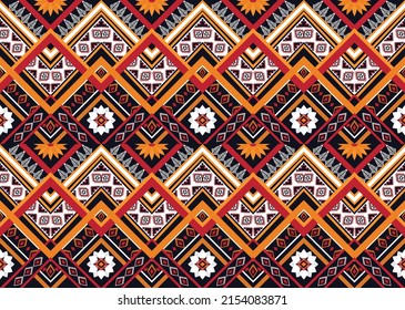 Ethnic abstract geometric flower pattern Design for background, carpet, clothing, wrapping, fabric, cover, textile