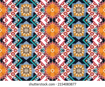 Ethnic abstract geometric flower pattern Design for background, carpet, clothing, wrapping, fabric, cover, textile