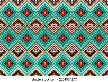 Ethnic abstract geometric flower pattern Design for background, carpet, clothing, wrapping, fabric, cover, textile