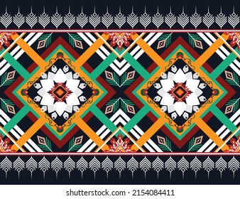 Patrón de flores geométricas abstractas étnicas Diseño para fondo, alfombra, ropa, envoltura, tela, cubierta, textil