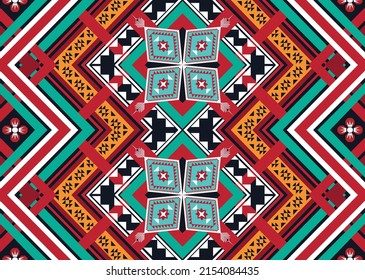 Ethnic abstract geometric flower pattern Design for background, carpet, clothing, wrapping, fabric, cover, textile