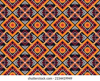 Ethnic abstract geometric flower pattern Design for background, carpet, clothing, wrapping, fabric, cover, textile