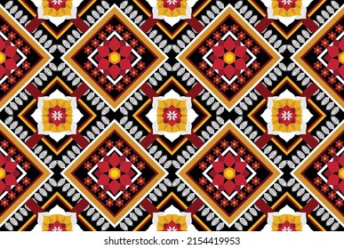 Ethnic abstract geometric flower pattern Design for background, carpet, clothing, wrapping, fabric, cover, textile