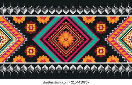 Patrón de flores geométricas abstractas étnicas Diseño para fondo, alfombra, ropa, envoltura, tela, cubierta, textil