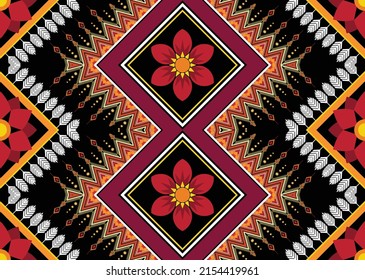 Ethnic abstract geometric flower pattern Design for background, carpet, clothing, wrapping, fabric, cover, textile