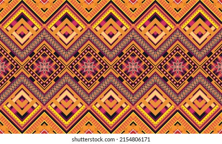 Ethnic abstract geometric flower pattern Design for background, carpet, clothing, wrapping, fabric, cover, textile