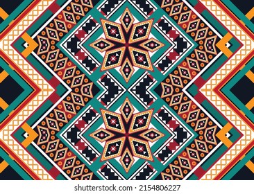 Ethnic abstract geometric flower pattern Design for background, carpet, clothing, wrapping, fabric, cover, textile