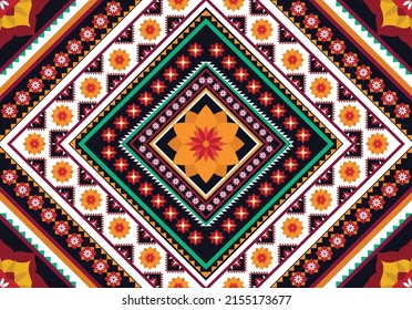 Patrón de flores geométricas abstractas étnicas Diseño para fondo, alfombra, ropa, envoltura, tela, cubierta, textil