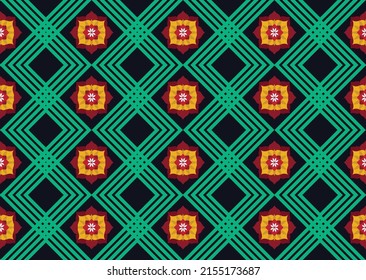 Ethnic abstract geometric flower pattern Design for background, carpet, clothing, wrapping, fabric, cover, textile
