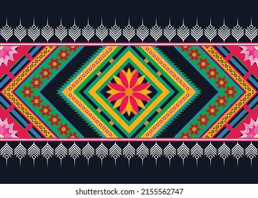 Patrón de flores geométricas abstractas étnicas Diseño para fondo, alfombra, ropa, envoltura, tela, cubierta, textil
