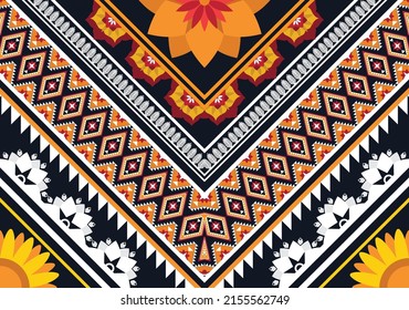 Ethnic abstract geometric flower pattern Design for background, carpet, clothing, wrapping, fabric, cover, textile
