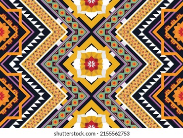 Ethnic abstract geometric flower pattern Design for background, carpet, clothing, wrapping, fabric, cover, textile