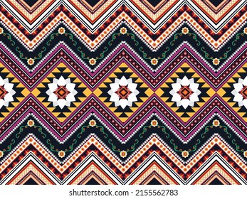 Patrón de flores geométricas abstractas étnicas Diseño para fondo, alfombra, ropa, envoltura, tela, cubierta, textil